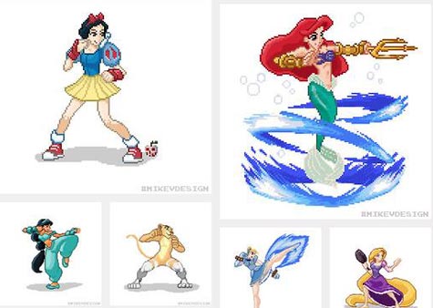 pixelart: disney vs. street fighter pixelart: disney vs. street fighter